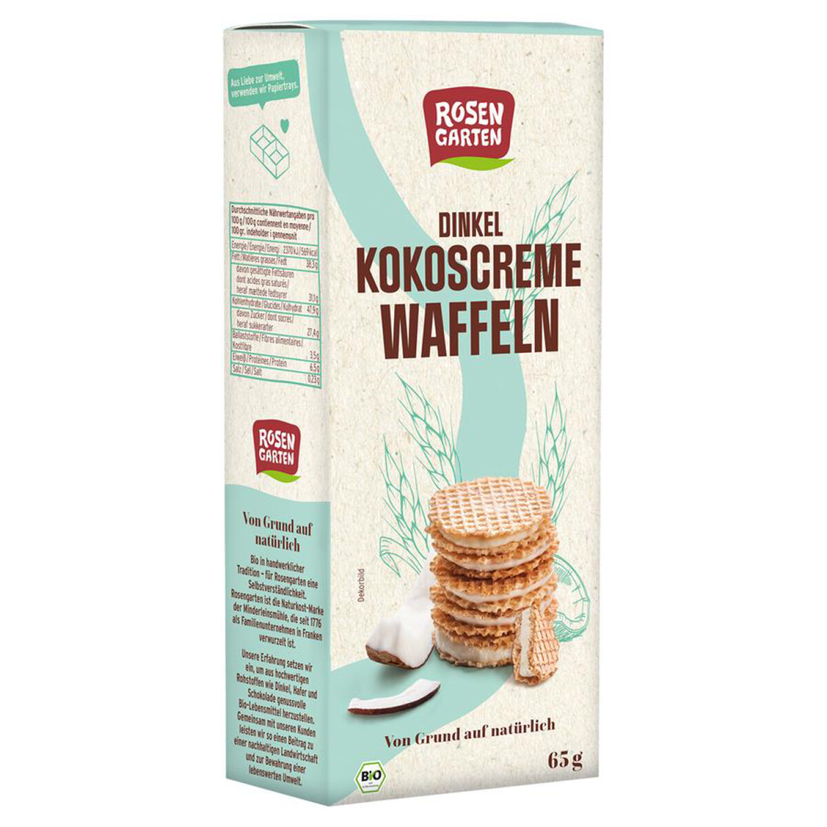 Dinkel Kokoscreme Waffeln, 65g